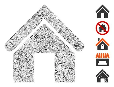 Hatch Collage Home Icon Ilustração Stock