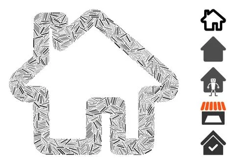 Hatch Collage Home Ilustração Stock