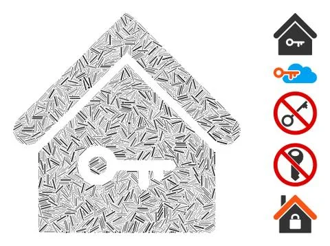 Hatch Collage Home Key Ilustração Stock