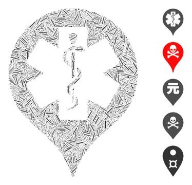 Hatch Collage Hospital Map Marker Icon Ilustração Stock