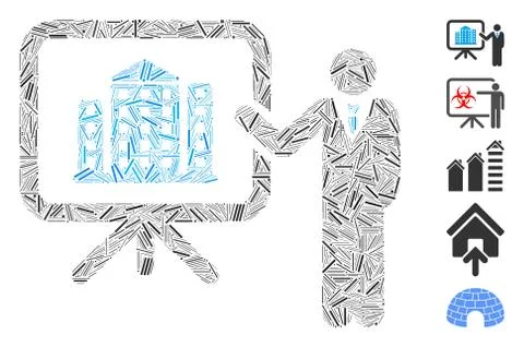 Hatch Collage House Presentation Icon Stock Illustration