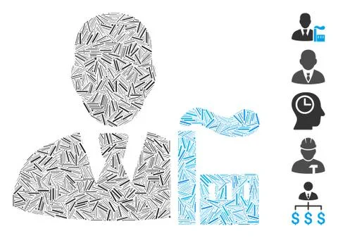 Hatch Collage Industry Capitalist Icon Stock Illustration