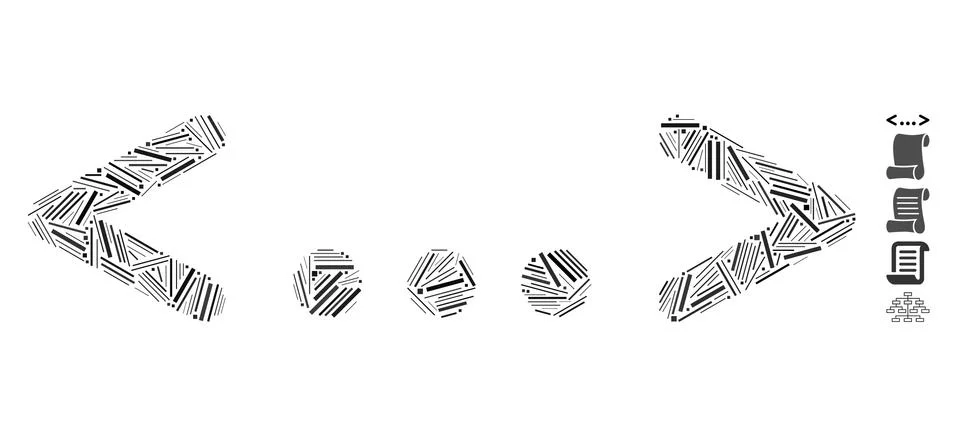 Hatch Collage Inline Code Icon Stock Illustration