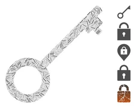 Hatch Collage Key Icon Stock Illustration