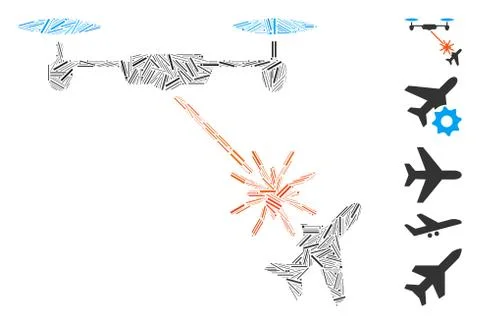 Hatch Collage Laser Drone Attacks Airplane Icon Stock Illustration