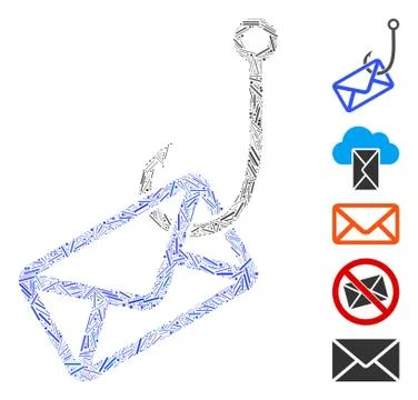 Hatch Collage Mail Phishing Hook Stock Illustration
