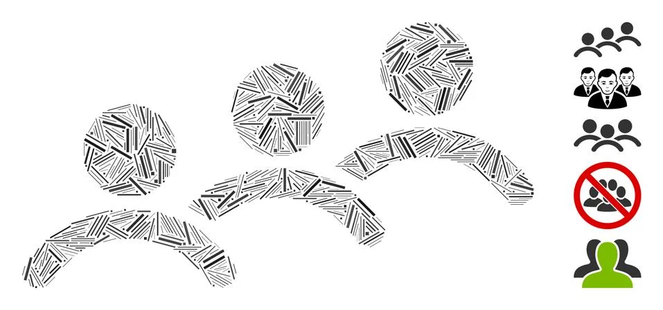 Hatch Collage Man Queue Icon Stock Illustration