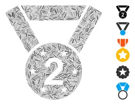 Hatch Collage Medal Second Icon Stock Illustration