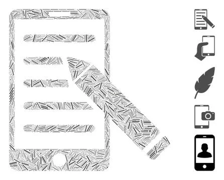 Hatch Collage Mobile Edit Pencil Icon Stock Illustration