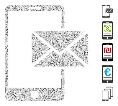 Hatch Collage Mobile Mail Illustrazione stock