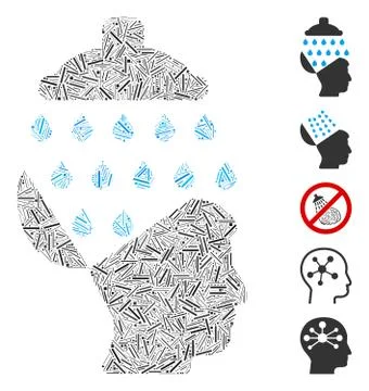 Hatch Collage Open Brain Shower Icon Illustrazione stock