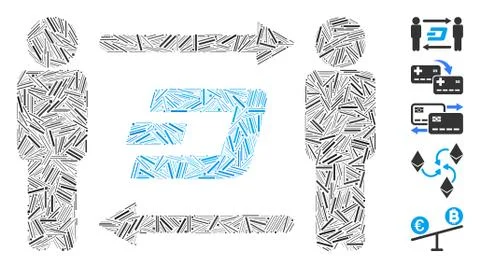 Hatch Collage People Exchange Dash Icon Stock Illustration