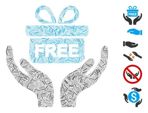 Hatch Collage Present Give Hands Icon Stock Illustration