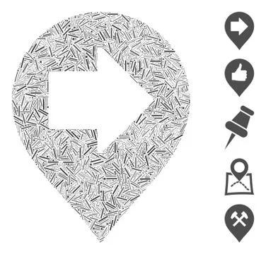 Hatch Collage Right Arrow Marker Icon Illustrazione stock