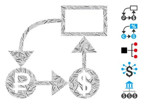Hatch Collage Rouble and Dollar Scheme Icon Stock Illustration