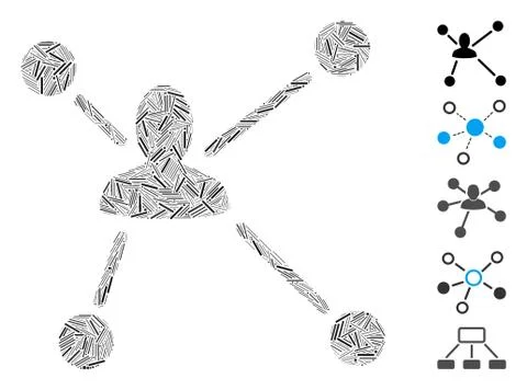 Hatch Collage Social Graph Icon Stock Illustration