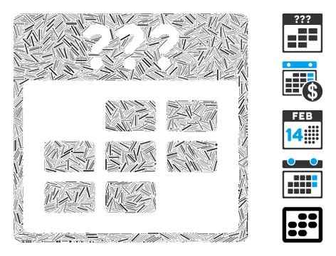 Hatch Collage Unknown Month Calendar Grid Icon Illustrazione stock