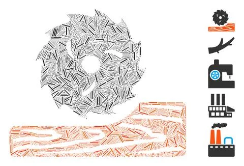 Hatch Collage Wood Processing Stock Illustration