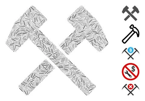 Hatch Collage Work Hammers Icon Ilustração Stock