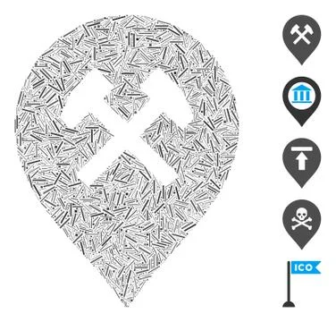 Hatch Collage Workshop Marker Icon Stock Illustration
