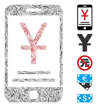 Hatch Collage Yuan Mobile Payment Icon Stock Illustration
