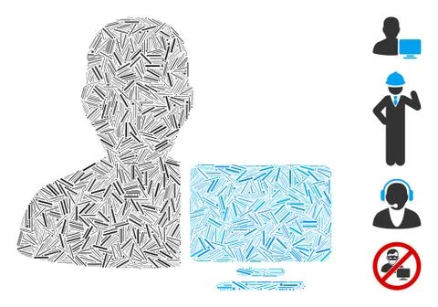 Hatch Computer Administrator Icon Vector Collage Stock Illustration
