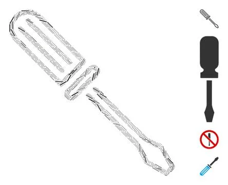 Hatch Contour Screwdriver Icon Vector Mosaic Illustrazione stock
