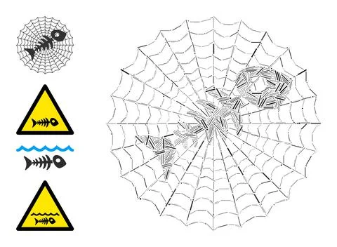 Hatch Dead Fish Net Icon Vector Collage 스톡 일러스트