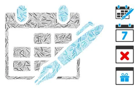 Hatch Edit Calendar Table Icon Vector Mosaic Stock Illustration