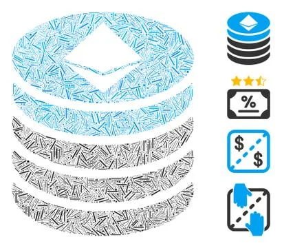 Hatch Ethereum Coin Stack Icon Vector Mosaic Stock Illustration