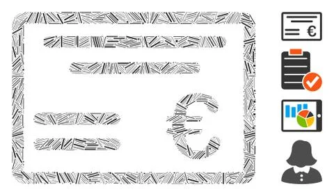 Hatch Euro Cheque Icon Vector Mosaic 스톡 일러스트