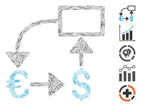 Hatch Euro Dollar Flow Chart Icon Vector Mosaic Stock Illustration