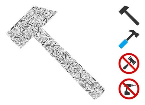 Hatch Hammer Tool Icon Vector Collage Stock Illustration