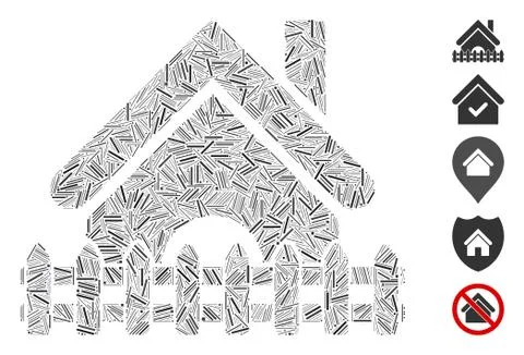 Hatch Home Fence Icon Vector Collage Ilustração Stock