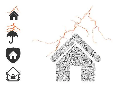 Hatch Home in Thunderstorm Icon Vector Collage Stockillustratie