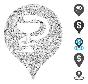 Hatch Hospital Map Marker Icon Vector Collage Ilustración de archivo