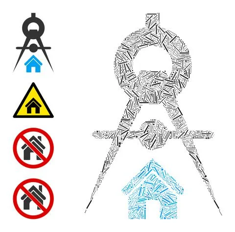 Hatch House Architecture Icon Vector Collage Ilustração Stock