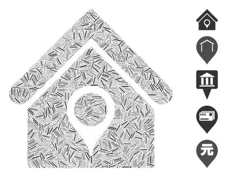 Hatch House Location Icon Vector Collage Ilustración de archivo