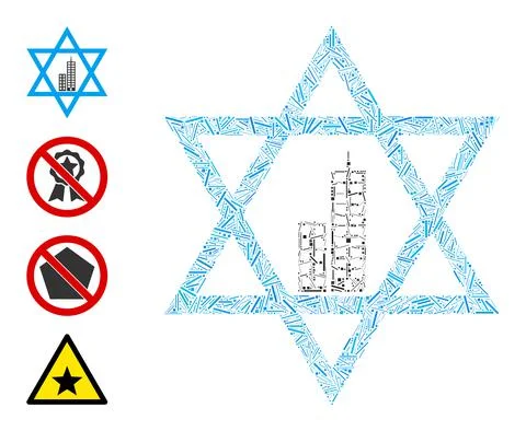 Hatch Jerusalem Star Icon Vector Mosaic Illustrazione stock