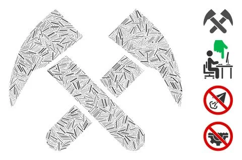 Hatch Job Hammers Icon Vector Collage Ilustração Stock