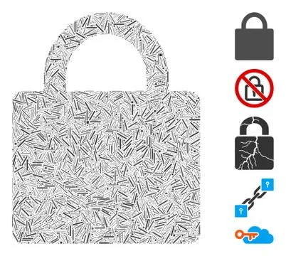 Hatch Lock Icon Vector Mosaic Stock Illustration
