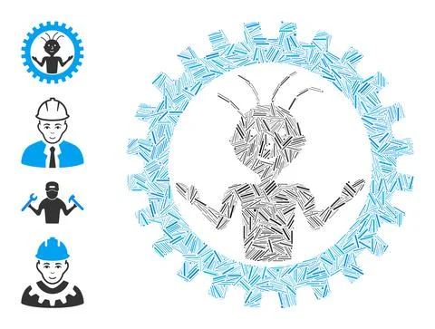 Hatch Mad Engineer Icon Vector Collage Stock Illustration