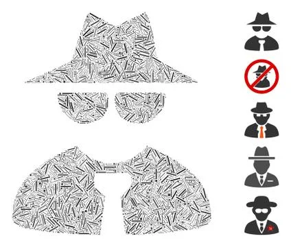 Hatch Mafia Boss Icon Vector Collage Stock Illustration