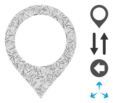 Hatch Map Marker Icon Vector Mosaic 스톡 일러스트