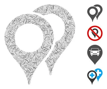 Hatch Map Pointers Icon Vector Mosaic Stock Illustration
