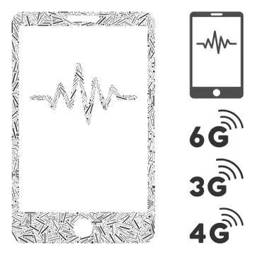 Hatch Mobile Signal Graph Icon Vector Collage 스톡 일러스트