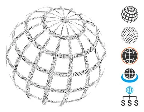 Hatch Mosaic Abstract Sphere Grid 库存插图