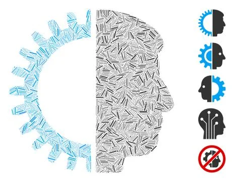 Hatch Mosaic Android Head Icon Illustrazione stock