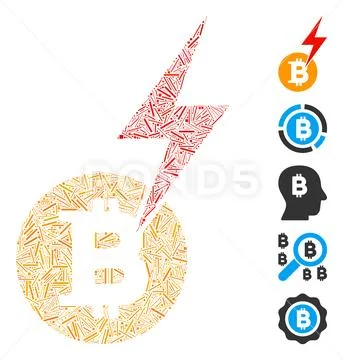 Hatch Mosaic Bitcoin Lightning Strike Stock Illustration