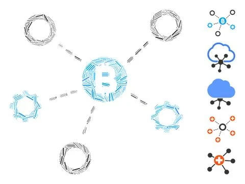 Hatch Mosaic Bitcoin Network Nodes Icon 스톡 일러스트